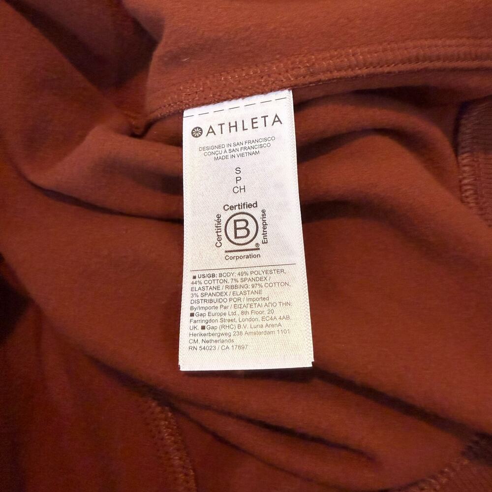 Athleta Triumph Hoodie Jacket Womens Small Brown Rust Full Zip Thumbholes - Picture 9 of 11